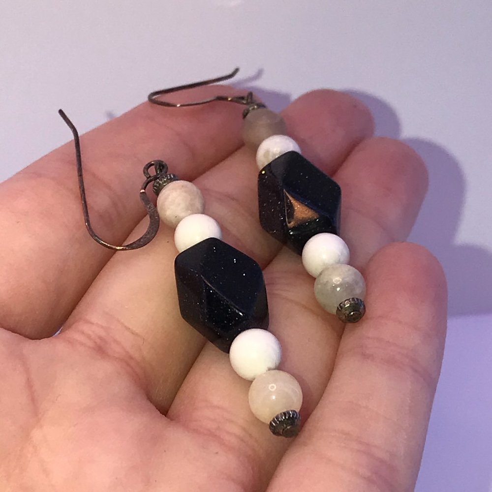 Jasper and Blue Goldstone Earrings
